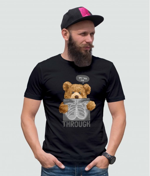 Мъжка тениска с щампа Мечета YOU SEE ME bear